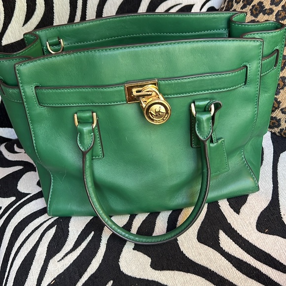 Michael Kors Handbags - Michael Kors Green Leather Purse Gold Hardware